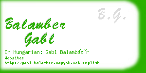 balamber gabl business card